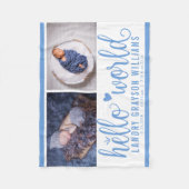 Blue Hello World Monogram Baby Stat Fleecedecke (Vorderseite)