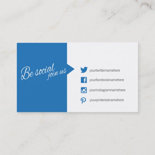 Blue Hello zitieren Social-Media-Visitenkarte Visitenkarte (Rückseite)