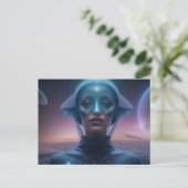 Blue Helm ET Postkarte (Stehend Vorderseite)