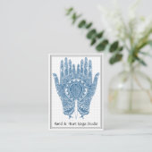 Blue Henna Hands Yoga Studio Business Card Visitenkarte (Stehend Vorderseite)