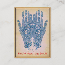 Blue Henna Hands Yoga Studio Business Card Visitenkarte