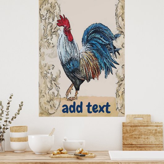 Blue Hens, Text bearbeiten Poster (Küche)