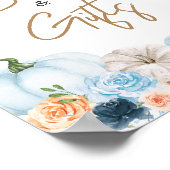 Blue Herbst Blume Pumpkin Bücher und Geschenke Poster (Ecke)