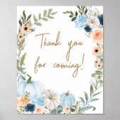 Blue Herbst Blume Pumpkin Danke für Ihren Besuch Poster (Vorne)