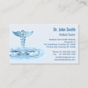 Blue Hermes Rod Caduceus Water Ripples Medical Terminkarte