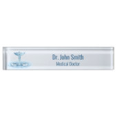 Blue Hermes Rod Water Ripples Caduceus Medical Namensplakette (Vorderseite)