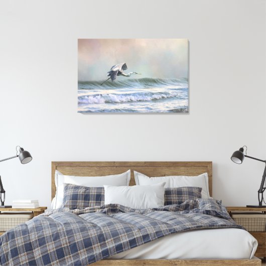 Blue Heron am Strand Leinwanddruck (Insitu (Schlafzimmer))