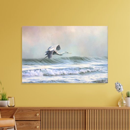 Blue Heron am Strand Leinwanddruck (Insitu (Wohnzimmer))