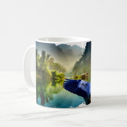Blue Heron an einem schönen See in Vietnam Kaffeetasse (Vorderseite Links)