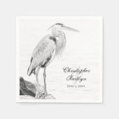 Blue Heron and Rocks, Water Bird Sketch Wedding Serviette (Vorderseite)