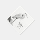 Blue Heron and Rocks, Water Bird Sketch Wedding Serviette (Ecke)