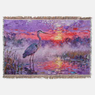 Blue heron at sunset decke