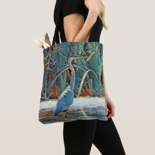 Blue Heron Bancantine Zeichn Tote Besichtigung der Tasche