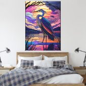 Blue Heron bei Sunset Leinwanddruck (Insitu (Schlafzimmer))