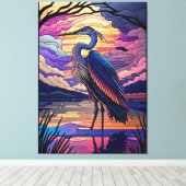 Blue Heron bei Sunset Leinwanddruck (Insitu (Holzboden))