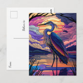 Blue Heron bei Sunset Postkarte (Vorne/Hinten)