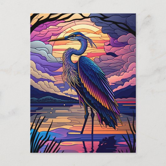 Blue Heron bei Sunset Postkarte (Vorderseite)