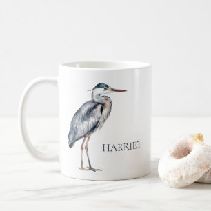 Blue Heron Bird an der Küste Personalisiert Kaffeetasse