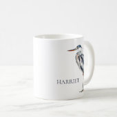 Blue Heron Bird an der Küste Personalisiert Kaffeetasse (VorderseiteRechts)
