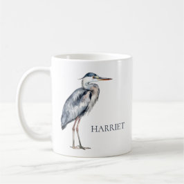 Blue Heron Bird an der Küste Personalisiert Kaffeetasse