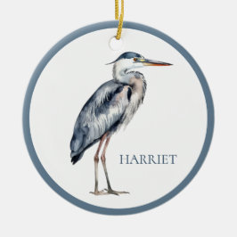 Blue Heron Bird an der Küste Personalisiert Keramik Ornament