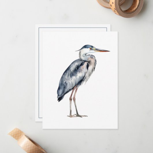 Blue Heron Bird an der Küste Personalisiert Mitteilungskarte (Vorderseite/Rückseite Beispiel)