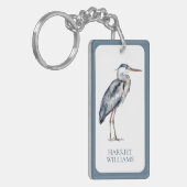 Blue Heron Bird an der Küste Personalisiert Schlüsselanhänger (Vorderseite links)