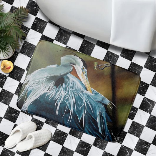 Blue Heron Bird Badematte