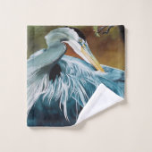 Blue Heron Bird Badhandtuch Set (Waschlappen)