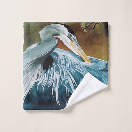Blue Heron Bird Badhandtuch Set (Waschlappen)