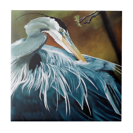 Blue Heron Bird Fliese (Vorderseite)
