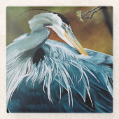 Blue Heron Bird Glasuntersetzer (Vorderseite)