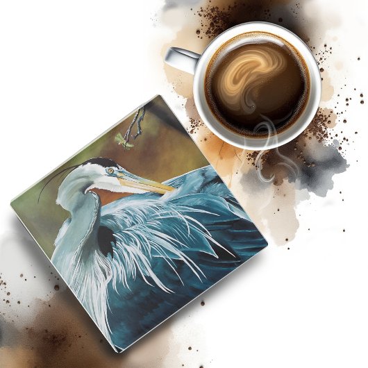 Blue Heron Bird Glasuntersetzer