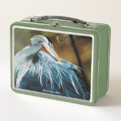 Blue Heron Bird Metall Brotdose (Vorderseite)