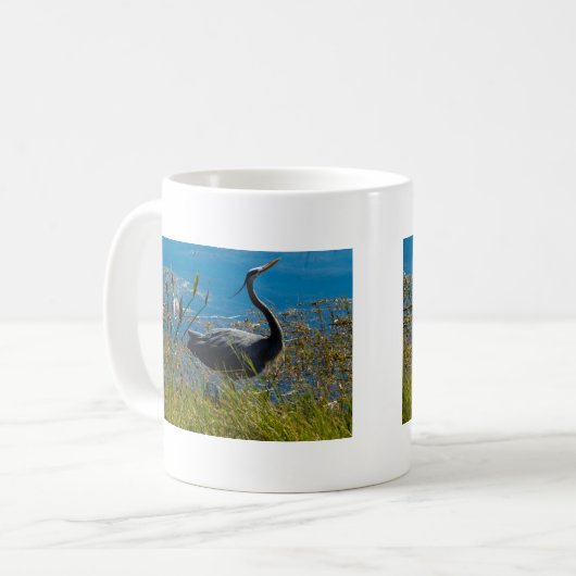 Blue Heron Bird Posing Foto Kaffeetasse (Vorderseite Links)