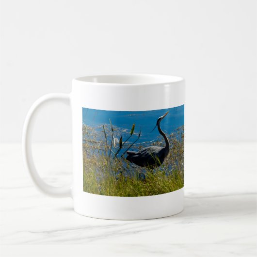 Blue Heron Bird Posing Foto Kaffeetasse (Links)