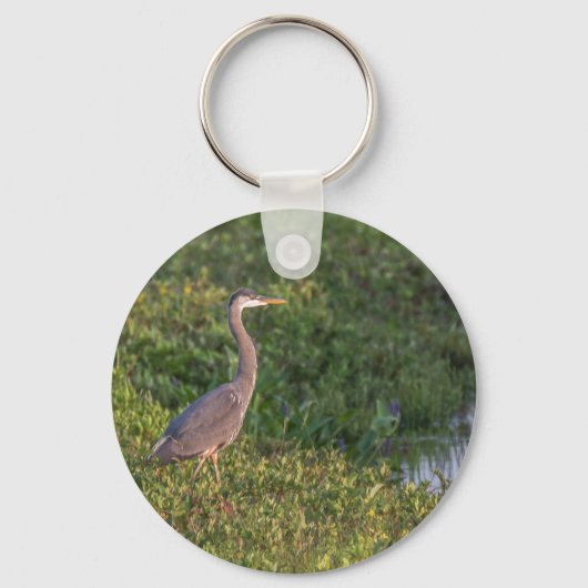 Blue Heron Button Schlüsselanhänger (Vorderseite)