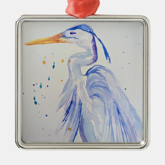 Blue Heron Christmas Ornament Aus Metall (Vorne)