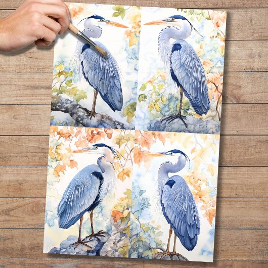 Blue Heron Collage 1 Dekoupage Paper Seidenpapier