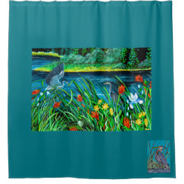 Blue Heron Couple Duschvorhang