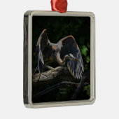 Blue Heron Flight Ornament Aus Metall (Rechts)