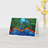 Blue Heron GREETING CARD Karte (Gelbe Blume)