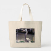 Blue Heron, Grüne Tasche Große Tüte Tasche (Rückseite)