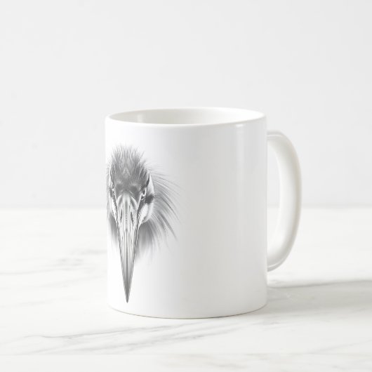 Blue Heron Head BW T - Shirt Kaffeetasse (VorderseiteRechts)