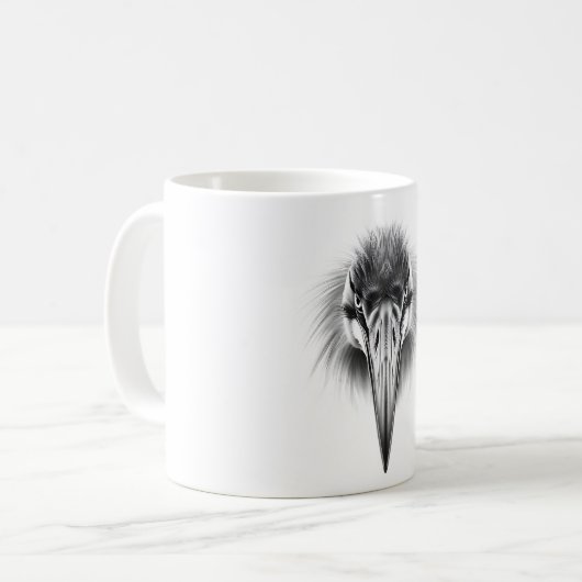 Blue Heron Head BW T - Shirt Kaffeetasse (Vorderseite Links)