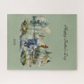 Blue Heron in Lake Happy Vatertag Puzzle (Horizontal)