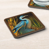 Blue Heron in Reeds Getränkeuntersetzer (Linke Seite)