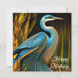 Blue Heron in Reeds Happy Birthday