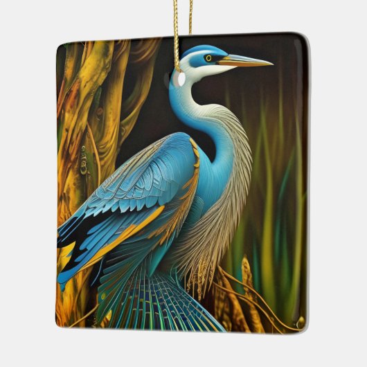 Blue Heron in Reeds Keramikornament (Links)