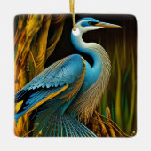 Blue Heron in Reeds Keramikornament (Vorderseite)